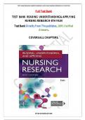 TEST BANK READING UNDERSTANDING & APPLYING NURSING RESEARCH 6TH FAIN, ISBN No; 9781719641821 (UPDATED 2024)