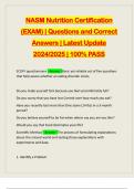 NASM Nutrition Certification (EXAM) | Questions and Correct Answers | Latest Update 2024/2025 | 100% PASS