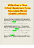 S12 Certificate of Fitness Sprinkler | Questions and Correct Answers | Latest Update 2024/2025 | 100% PASS