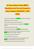 JP Exam Study Guide (MRT) | Questions and Correct Answers | Latest Update 2024/2025 | 100% PASS