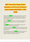 MRT Final Exam Study Guide | Questions and Correct Answers | Latest Update 2024/2025 | 100% PASS