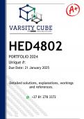 HED4802 PORTFOLIO (DETAILED ANSWERS) 2024 - DISTINCTION GUARANTEED 