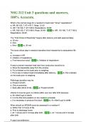 NSG 212 Unit 3 questions and answers, 100- Accurate