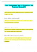 Food Technology Year 12 Questions and  Answers Graded A+