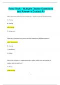 Food Tech - Multiple Choice Questions  and Answers Graded A+