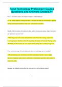 Food Technology Preliminary Course Questions and Answers Graded A+