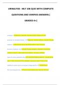 URINALYSIS - MLT 106 QUIZ WITH COMPLETE  QUESTIONS AND VERIFIED ANSWERS [  GRADED A+] 