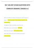 MLT 106 UNIT 8 EXAM QUESTIONS WITH  COMPLETE ANSWERS [ GRADED A+] 