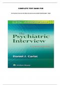 COMPLETE TEST BANK FOR The Psychiatric Interview 4th Edition by Daniel Carlat||LATEST EDITION {2024 – 2025}