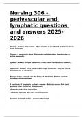 Nursing 306 - perivascular and lymphatic questions and answers 2025-2026