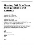 Nursing 301 Grief loss test questions and answers.