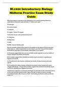 BL1020 Introductory Biology Midterm Practice Exam Study Guide 