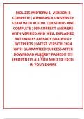 BIOL 235 MIDTERM 1- VERSION B COMPLETE| ATHABASCA UNIVERSITY EXAM WITH ACTUAL QUESTIONS AND COMPLETE 100%CORRECT ANSWERS WITH VERIFIED AND WELL EXPLAINED RATIONALES ALREADY GRADED A+ BYEXPERTS |LATEST VERSION 2024 WITH GUARANTEED SUCCESS AFTER DOWNLOAD AL