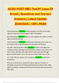 ACSO POST RBC Test #1 Laws Of Arrest | Questions and Correct Answers | Latest Update 2024/2025 | 100% PASS