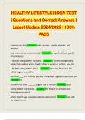 HEALTHY LIFESTYLE HOSA TEST | Questions and Correct Answers | Latest Update 2024/2025 | 100% PASS