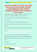 HESI PSYCH MENTAL HEALTH TEST BANK  2024-2025 ACTUAL EXAM 300 REAL  EXAM QUESTIONS AND CORRECT  DETAILED ANSWERS WITH RATIONALES Latest Update