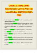 CHEM 121 FINAL EXAM | Questions and Correct Answers | Latest Update 2024/2025 | 100% PASS