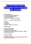 EDU 309 PHONOLOGICAL AWARENESS TEST QUESTIONS AND ANSWERS