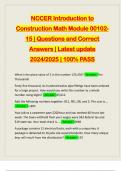 NCCER Introduction to Construction Math Module 00102- 15 | Questions and Correct Answers | Latest update 2024/2025 | 100% PASS