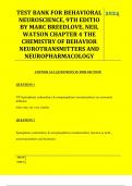 TEST BANK FOR BEHAVIORAL NEUROSCIENCE, 9TH EDITIO BY MARC BREEDLOVE, NEIL WATSON CHAPTER 4 THE CHEMISTRY OF BEHAVIOR NEUROTRANSMITTERS AND NEUROPHARMACOLOGY 