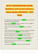 INTUIT BOOKKEEPING EXAM | Questions and Correct Answers | Latest Update 2024/2025 | 100% PASS