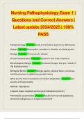 Nursing Pathophysiology Exam 1 | Questions and Correct Answers | Latest update 2024/2025 | 100% PASS