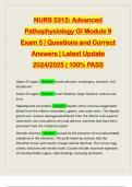 NURS 5315: Advanced Pathophysiology GI Module 9 Exam 5 | Questions and Correct Answers | Latest Update 2024/2025 | 100% PASS