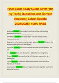 Final Exam Study Guide APHY 101 Ivy Tech | Questions and Correct Answers | Latest Update 2024/2025 | 100% PASS