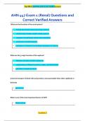 AHN 447 Exam 1 (Renal) Questions and  Correct Verified Answers