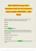 NHA CBCS Practice Test | Questions and Correct Answers | Latest update 2024/2025 | 100% PASS