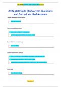 AHN 568 Fluids Electrolytes Questions  and Correct Verified Answers