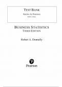 Test Bank for Business Statistics 3rd Edition (Donnelly Jr., 2019), Chapter 1-18 | Complete Guide A+