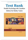 Test Bank for Health Psychology 6th Canadian Edition By Shelley Taylor  | Best study guide