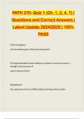 PATH 370- Quiz 1 (Ch. 1, 2, 4, 7) | Questions and Correct Answers | Latest Update 2024/2025 | 100% PASS