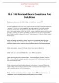 PLB 109 Revised Exam Questions And Solutions 