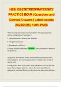 HESI OBSTETRICS/MATERNITY PRACTICE EXAM | Questions and Correct Answers | Latest update 2024/2025 | 100% PASS