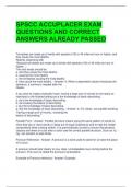 SPSCC ACCUPLACER EXAM QUESTIONS AND CORRECT ANSWERS ALREADY PASSED 