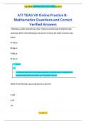 ATI TEAS VII Online Practice B - Mathematics Questions and Correct  Verified Answers