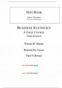 Test Bank for Business Statistics: A First Course 3rd Edition (Sharpe, 2016), Chapter 1-15 | All Chapters.