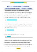 BIO 181 Paciulli Final Exam NCSU Questions and Correct Verified Answers