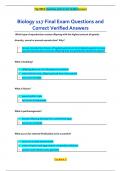 Biology 117 Final Exam Questions and  Correct Verified Answers