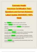 Colorado Health Insurance Certification Test | Questions and Correct Answers | Latest Update 2024/2025 | 100% PASS