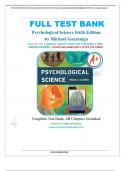 TEST BANK FOR PSYCHOLOGICAL SCIENCE 6TH EDITION BY MICHAEL S. GAZZANIGA ISBN No; 9780393640366, CHAPTER 1-15  Complete Guide A+ (NEWEST 2024)