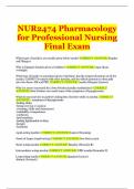 NUR2474 Pharmacology for Professional Nursing Final Exam