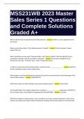 MSS231WB 2023 Master Sales Series 1 Questions and Complete Solutions Graded A+