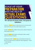 PSY 120 Exam #3 Study Guide/ 210 Quizzes & Definitions.   retrieval cue - Answer: retrieval cue: help in the process of recovering previously stored memories (ex. pencil, notes, coffee all things at a lecture)  free recall - Answer: testing condition in w