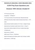 CCSH Prep Exam Questions and Answers 100% Solved | Graded A+