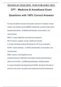 CPT - Medicine & Anesthesia Exam Questions with 100% Correct Answers