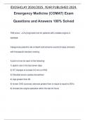 Emergency Medicine (COMAT) Exam Questions and Answers 100% Solved