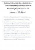 Financial Reporting and Introduction to Accounting Exam Questions and Answers 100% Solved